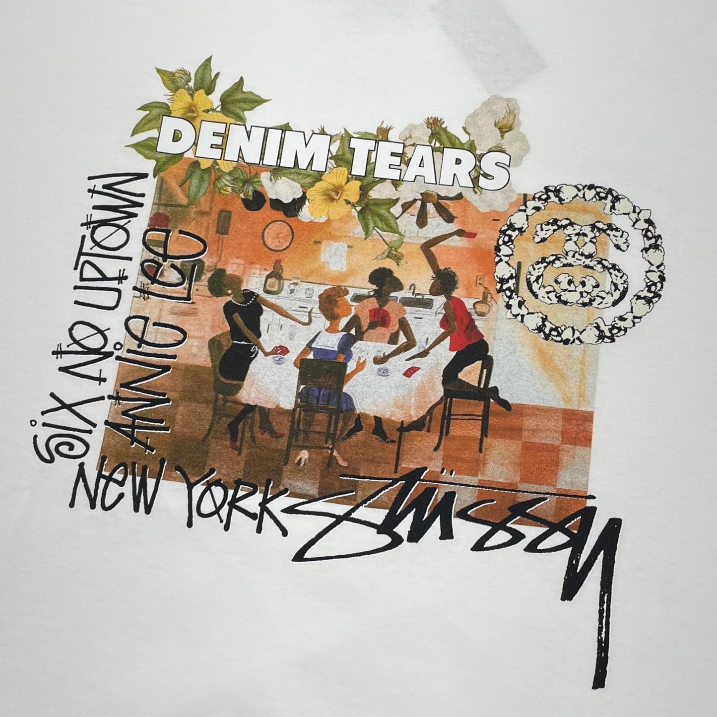 【中古】STUSSY×Denim Tears | ステューシー×デニムティアーズ Annie Lee Tee 半袖Ｔシャツ ホワイト サイズ：XXL【尾張小牧店】