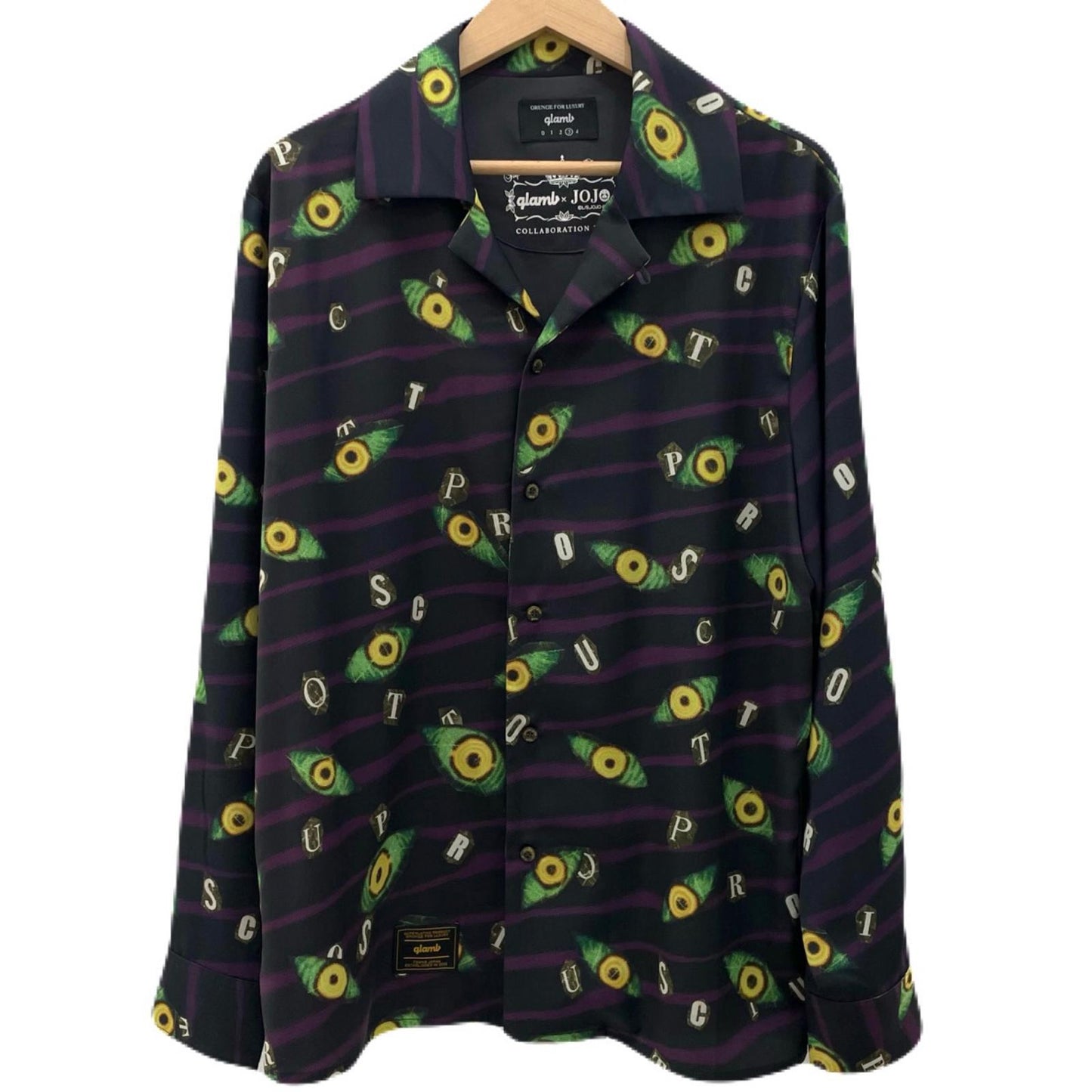 【中古】glamb××JOJO | グラム×ジョジョの奇妙な冒険 プロシュート 総柄長袖シャツ ブラック サイズ：3【尾張小牧店】