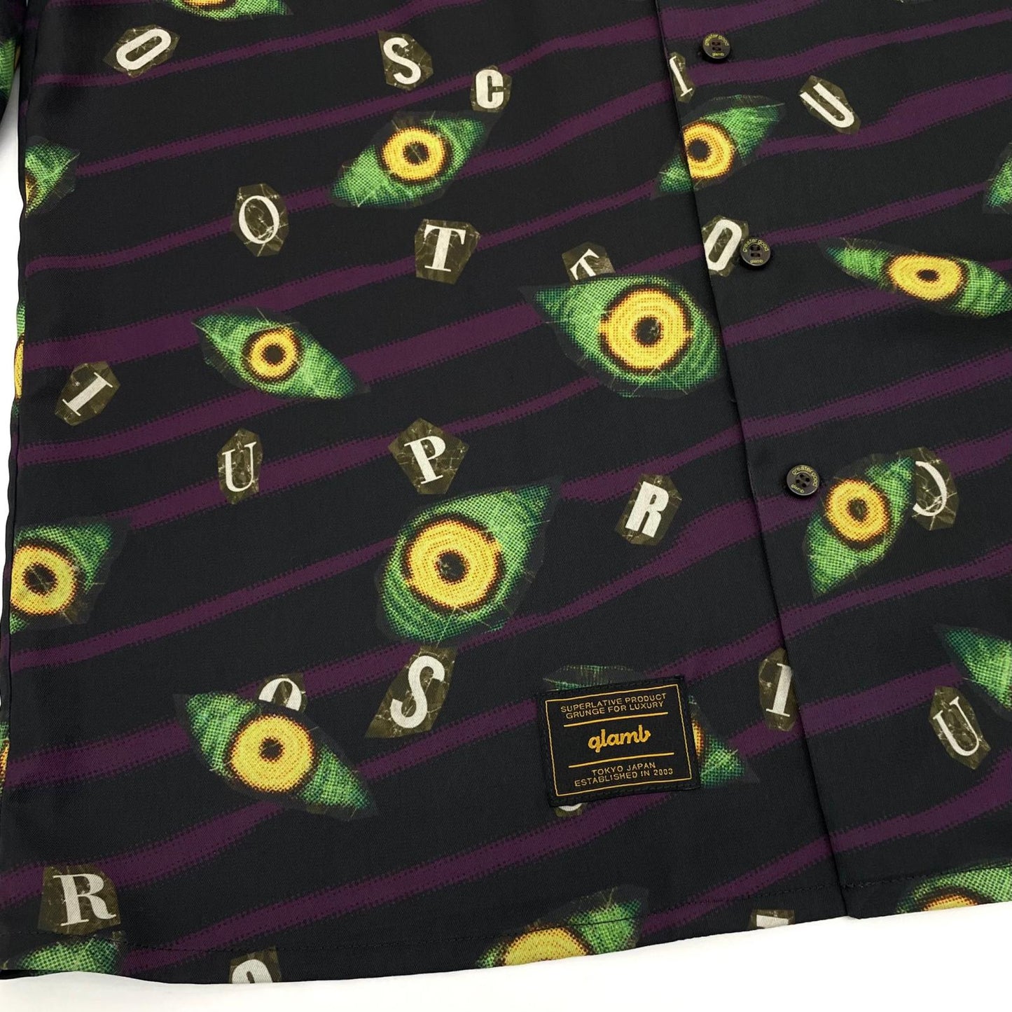【中古】glamb××JOJO | グラム×ジョジョの奇妙な冒険 プロシュート 総柄長袖シャツ ブラック サイズ：3【尾張小牧店】