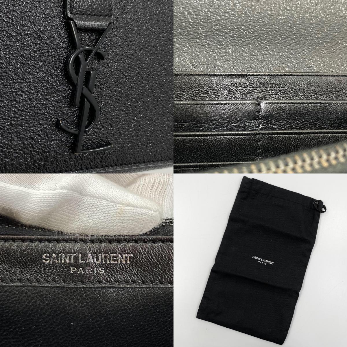 【中古】SAINT LAURENT | サンローラン YSLライン ラージ フラップウォレット 長財布 414567C133U ブラック【尾張小牧店】