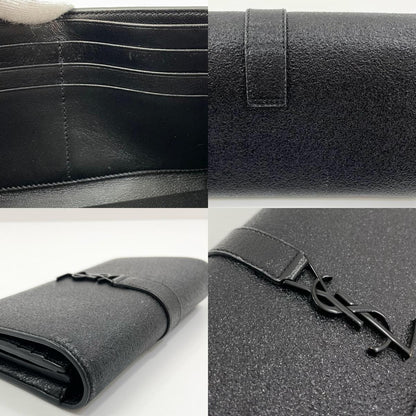 【中古】SAINT LAURENT | サンローラン YSLライン ラージ フラップウォレット 長財布 414567C133U ブラック【尾張小牧店】