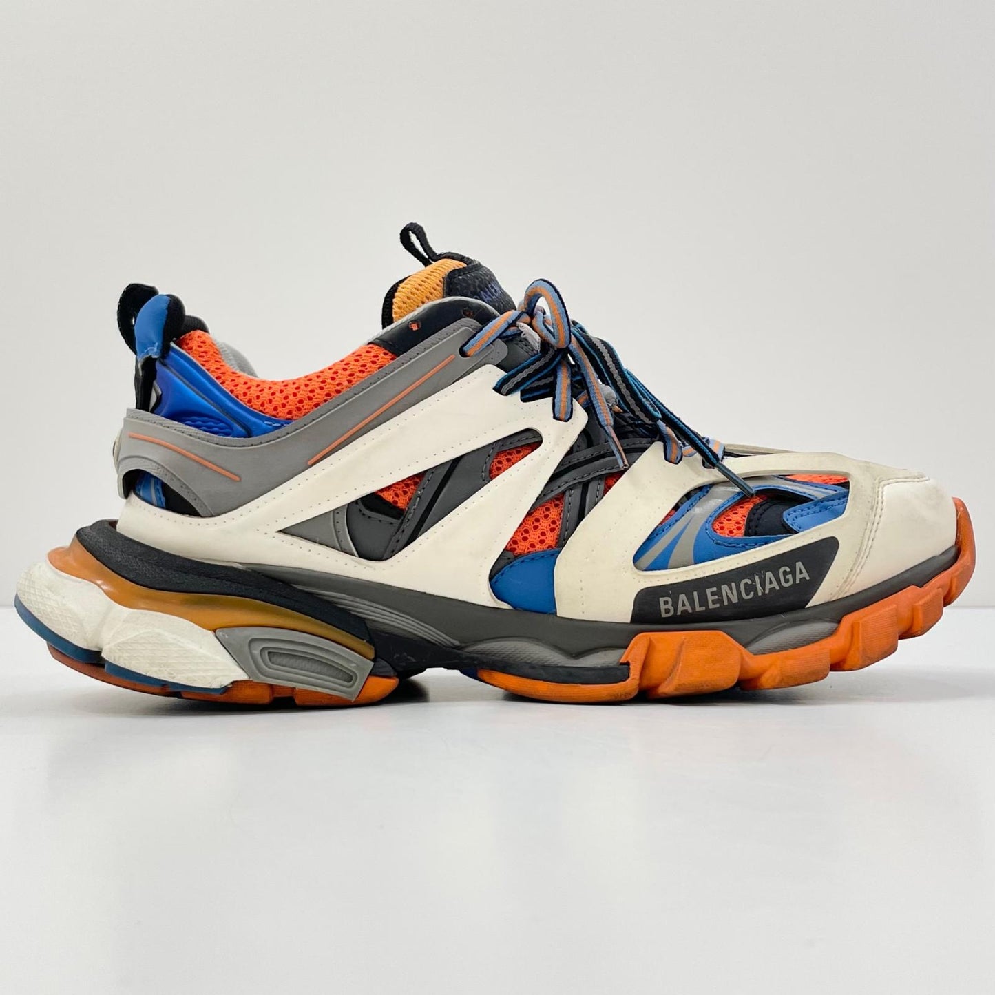 【中古】BALENCIAGA | バレンシアガ TRACK TRAINERS トラック トレーナー ローカットスニーカー 542023 ホワイト×ブルー×オレンジ×グレー 26.5cm【尾張小牧店】
