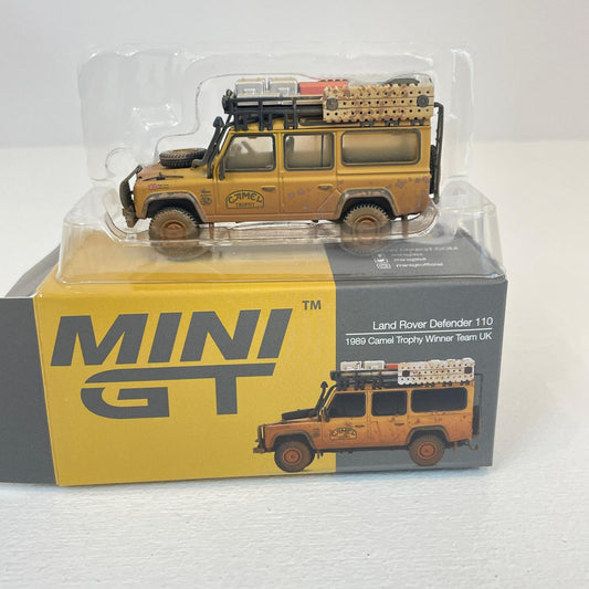 MINI GT 1/64 ランドローバー ディフェンダー 1989 キャメルトロフィー 優勝車 UKウェザリング塗装【尾張小牧店】