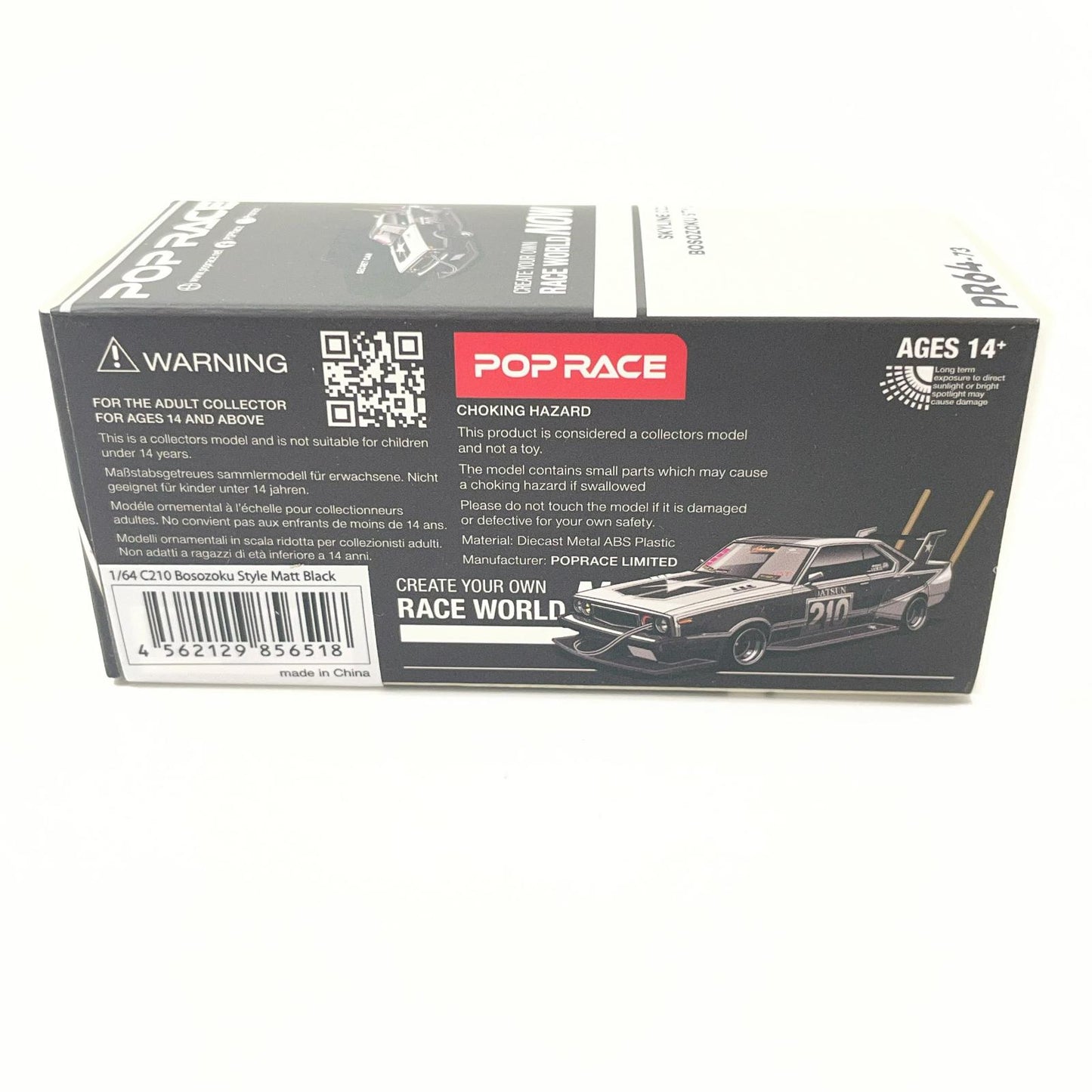 POP RACE 1/64 SKYLINE C210 BOSOZOKU STYLE MATT BLACK【尾張小牧店】