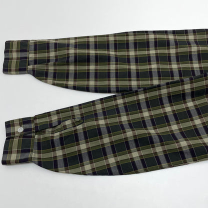 【中古】VINTAGE | ビンテージ ヴァン 60s　ヒューセン　オープンカラーシャツ　チェック柄長袖シャツ グリーン【尾張小牧店】