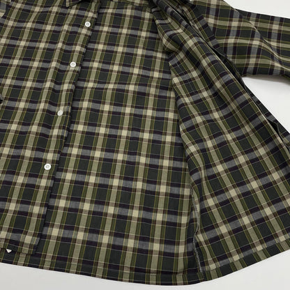 【中古】VINTAGE | ビンテージ ヴァン 60s　ヒューセン　オープンカラーシャツ　チェック柄長袖シャツ グリーン【尾張小牧店】