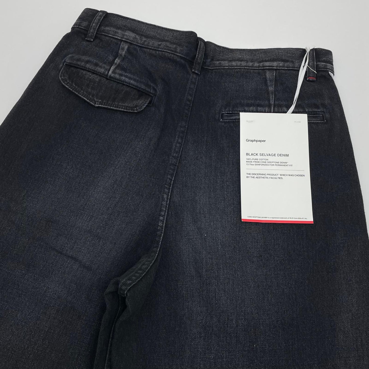 【中古】Graphpaper | グラフペーパー Selvage Denim Two Tuck Tapered Pants デニムパンツ GU261-40060DB ブラック サイズ：1【尾張小牧店】