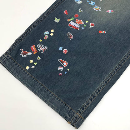 【中古】MIHARA YASUHIRO | ミハラヤスヒロ Kids Sticker Printed Wide Denim Pants デニムパンツ K16PT342-0 ブルー サイズ：36【尾張小牧店】