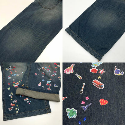【中古】MIHARA YASUHIRO | ミハラヤスヒロ Kids Sticker Printed Wide Denim Pants デニムパンツ K16PT342-0 ブルー サイズ：36【尾張小牧店】