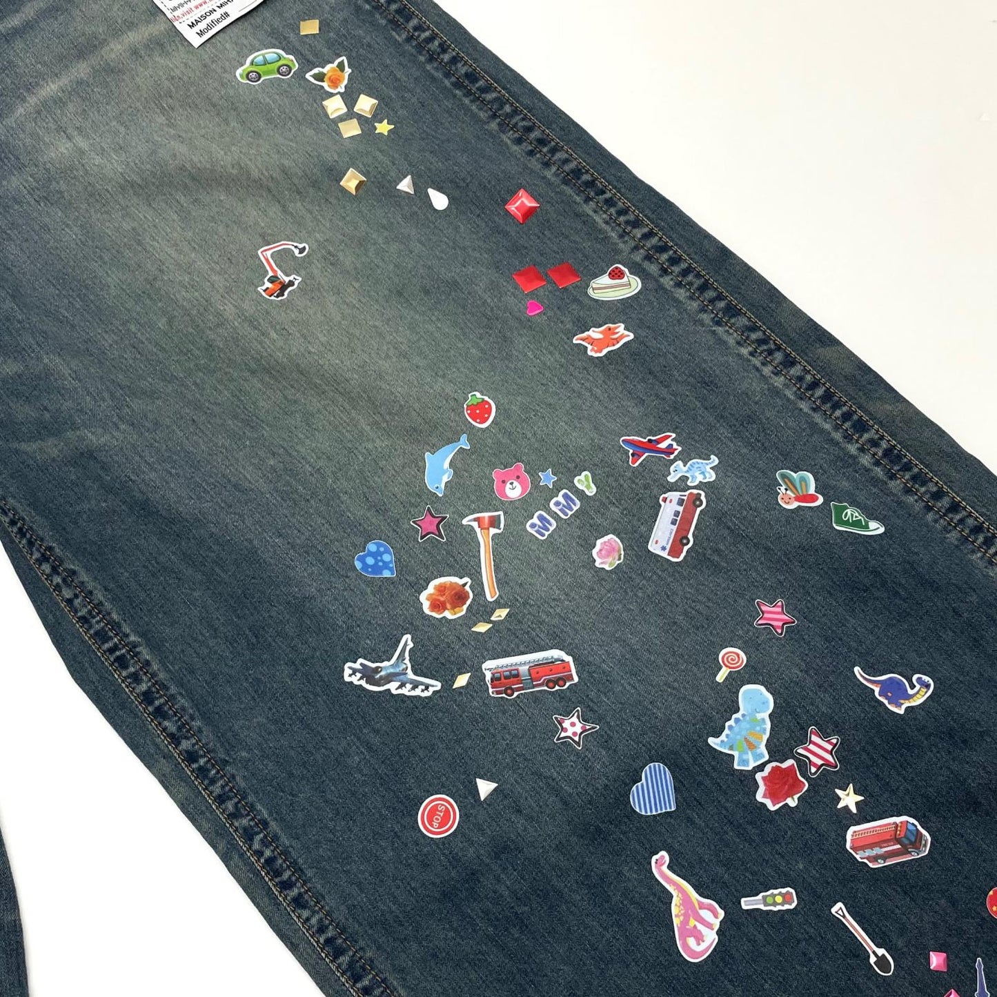 【中古】MIHARA YASUHIRO | ミハラヤスヒロ Kids Sticker Printed Wide Denim Pants デニムパンツ K16PT342-0 ブルー サイズ：36【尾張小牧店】