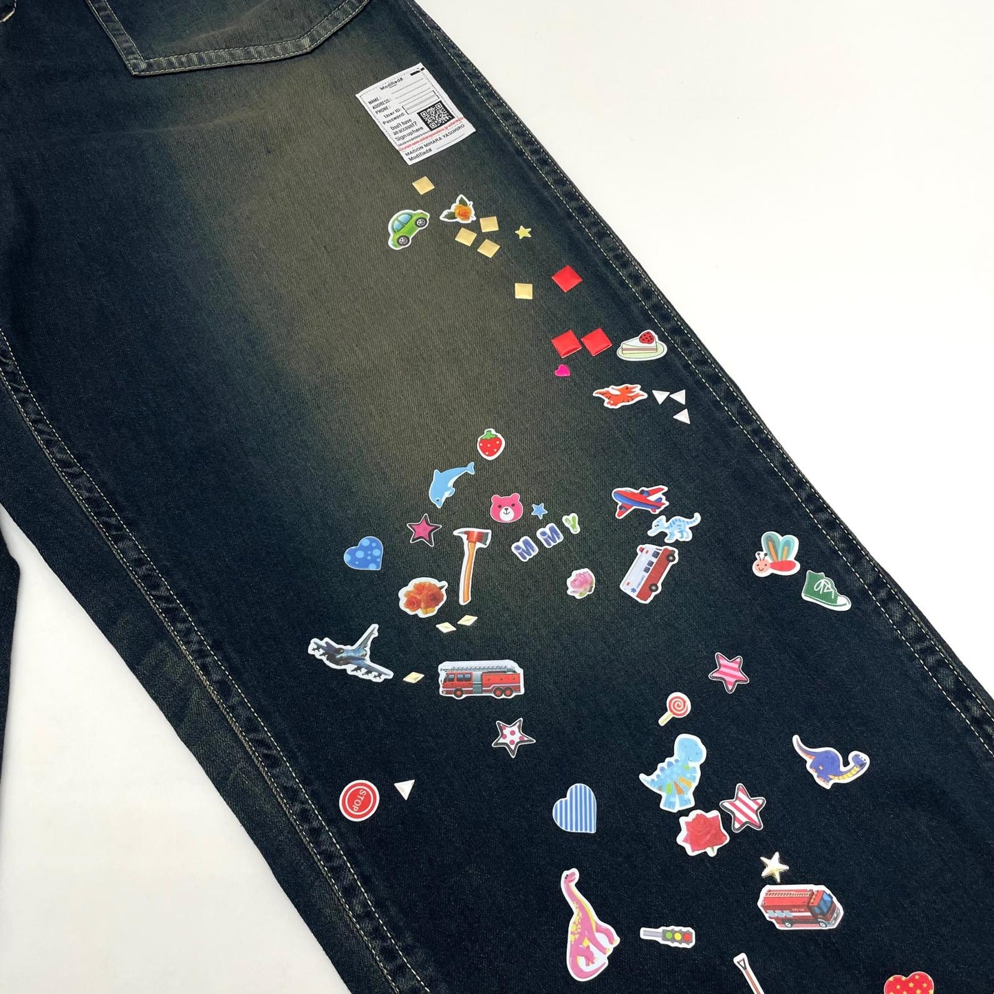【中古】MIHARA YASUHIRO | ミハラヤスヒロ Kids Sticker Printed Baker Denim Pants デニムパンツ J16PT124-0 ブルー サイズ：46【尾張小牧店】