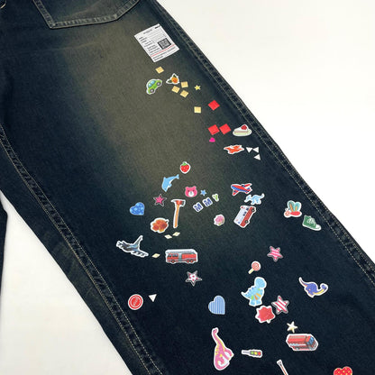 【中古】MIHARA YASUHIRO | ミハラヤスヒロ Kids Sticker Printed Baker Denim Pants デニムパンツ J16PT124-0 ブルー サイズ：46【尾張小牧店】
