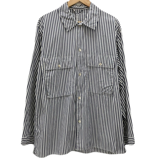 【中古】blurhms | ブラームス Stripe Military Shirt 長袖シャツ BHS26S024STR ネイビー×ホワイト サイズ：2【尾張小牧店】