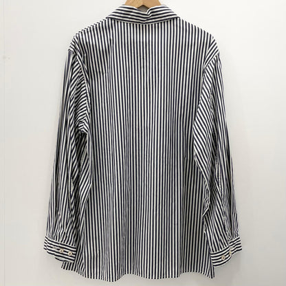 【中古】blurhms | ブラームス Stripe Military Shirt 長袖シャツ BHS26S024STR ネイビー×ホワイト サイズ：2【尾張小牧店】
