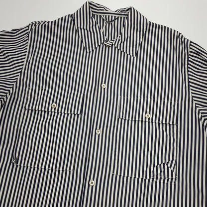 【中古】blurhms | ブラームス Stripe Military Shirt 長袖シャツ BHS26S024STR ネイビー×ホワイト サイズ：2【尾張小牧店】