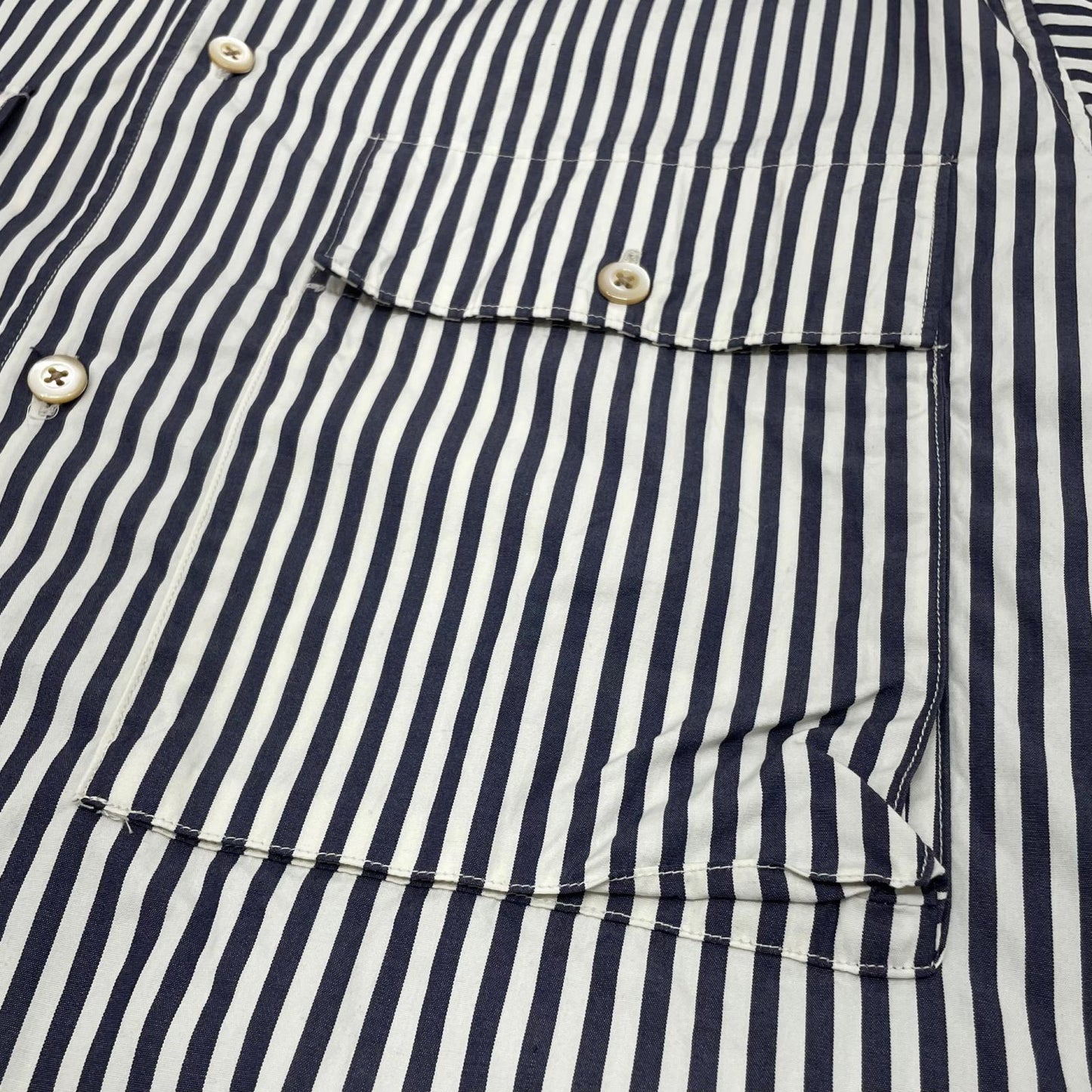 【中古】blurhms | ブラームス Stripe Military Shirt 長袖シャツ BHS26S024STR ネイビー×ホワイト サイズ：2【尾張小牧店】