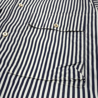 【中古】blurhms | ブラームス Stripe Military Shirt 長袖シャツ BHS26S024STR ネイビー×ホワイト サイズ：2【尾張小牧店】