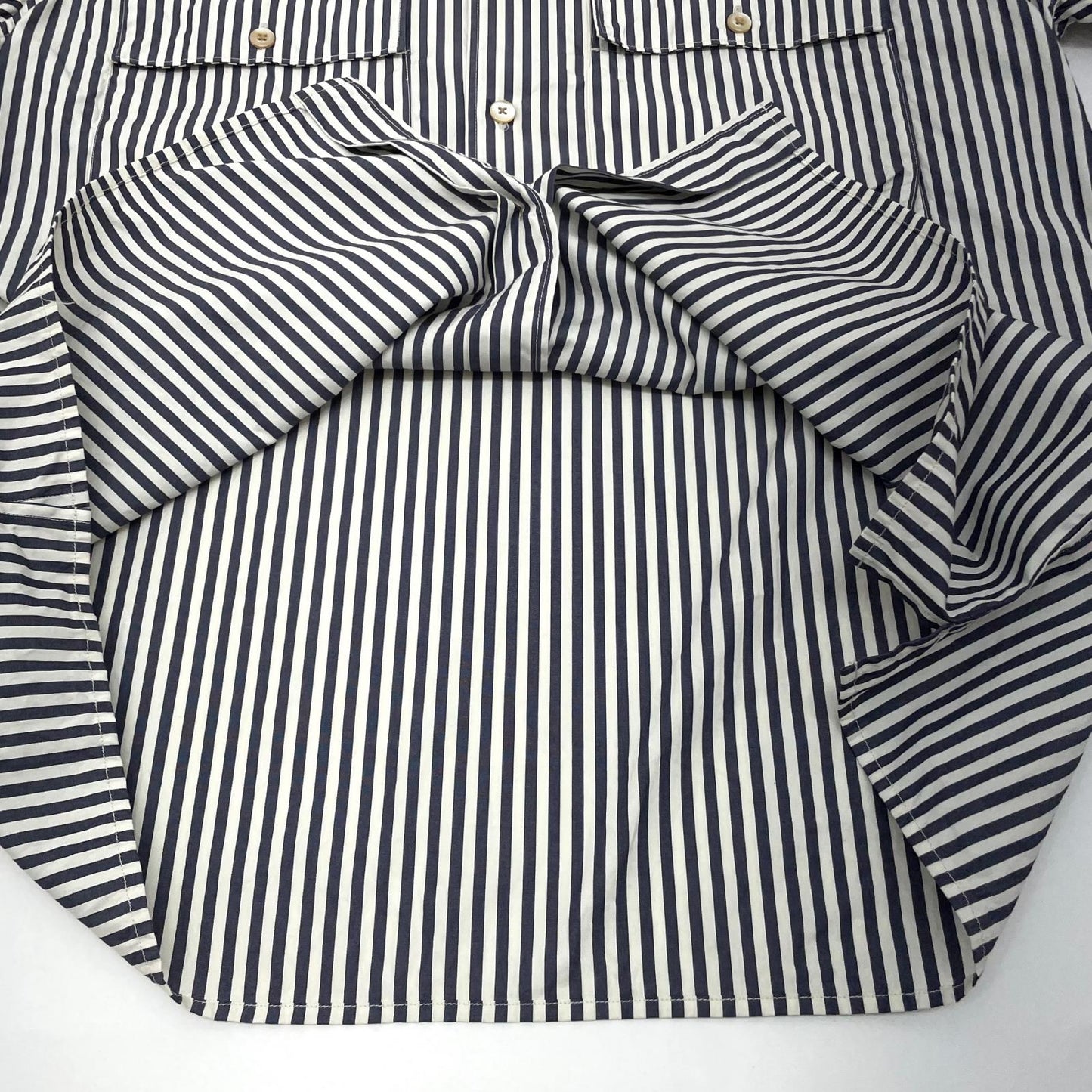 【中古】blurhms | ブラームス Stripe Military Shirt 長袖シャツ BHS26S024STR ネイビー×ホワイト サイズ：2【尾張小牧店】
