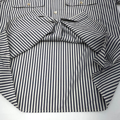 【中古】blurhms | ブラームス Stripe Military Shirt 長袖シャツ BHS26S024STR ネイビー×ホワイト サイズ：2【尾張小牧店】