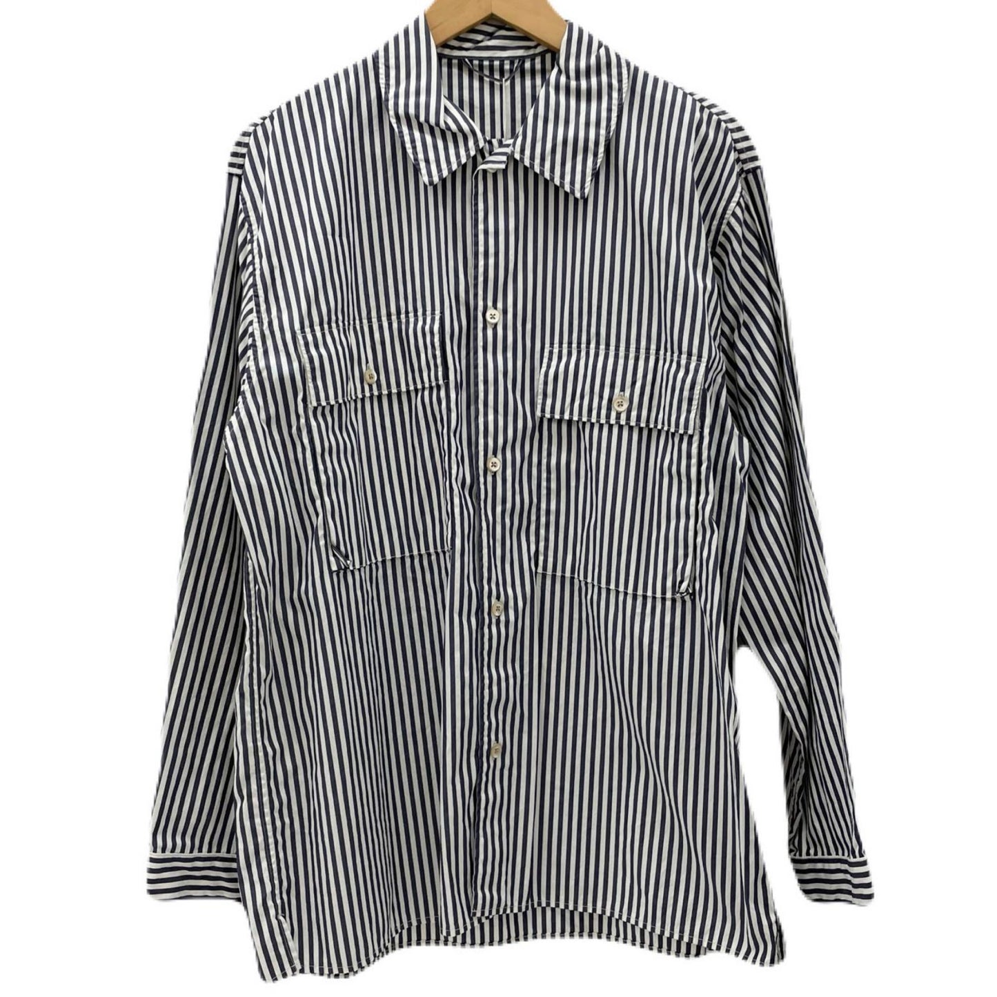 【中古】blurhms | ブラームス Stripe Military Shirt 長袖シャツ BHS26S024STR ネイビー×ホワイト サイズ：3【尾張小牧店】