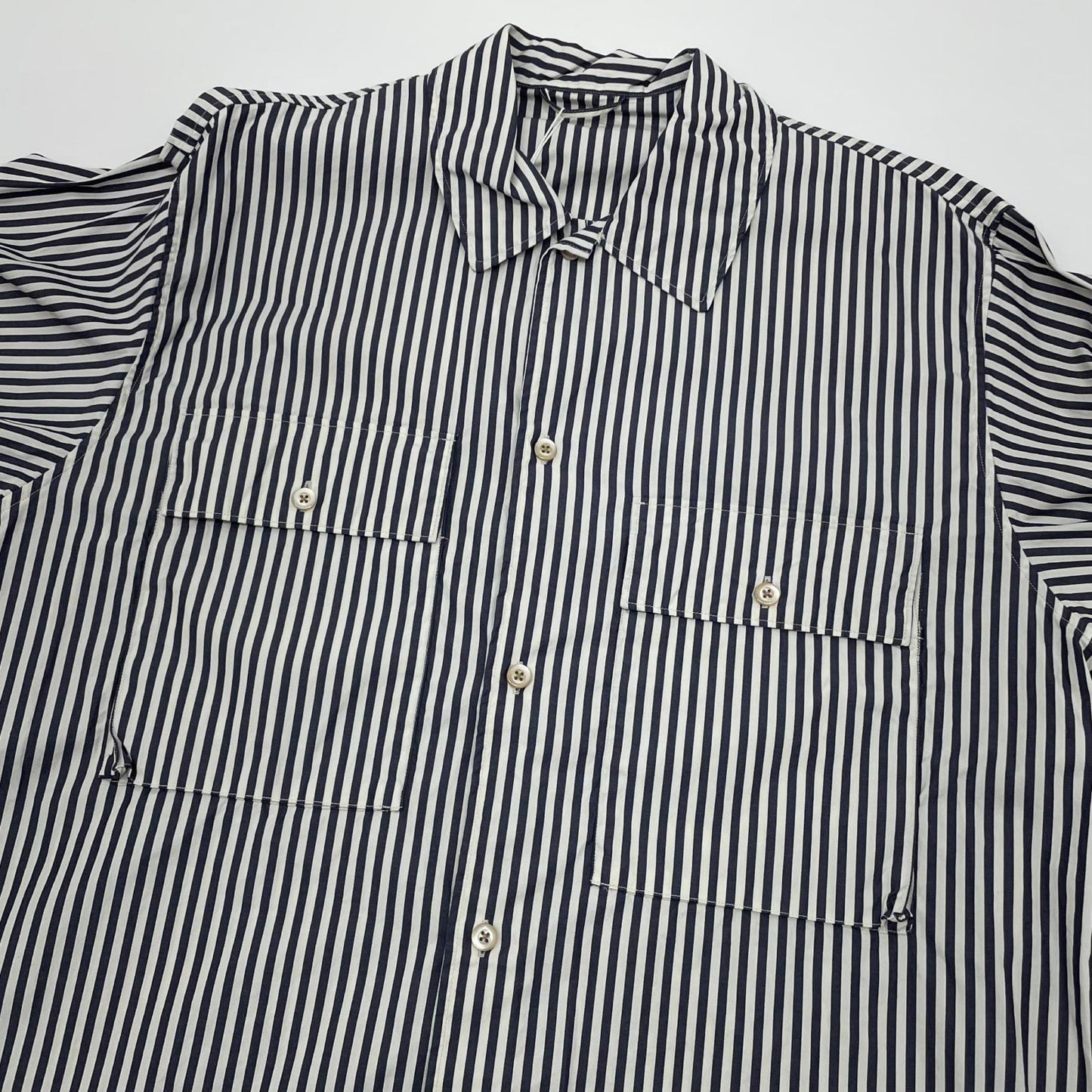 【中古】blurhms | ブラームス Stripe Military Shirt 長袖シャツ BHS26S024STR ネイビー×ホワイト サイズ：3【尾張小牧店】