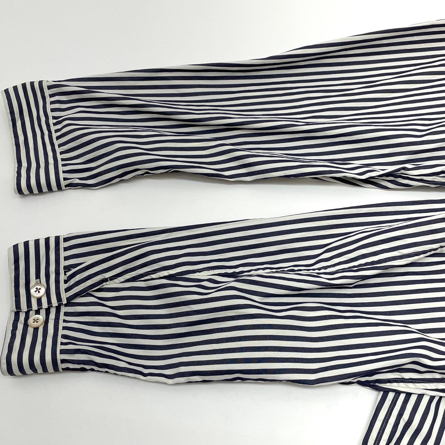 【中古】blurhms | ブラームス Stripe Military Shirt 長袖シャツ BHS26S024STR ネイビー×ホワイト サイズ：3【尾張小牧店】