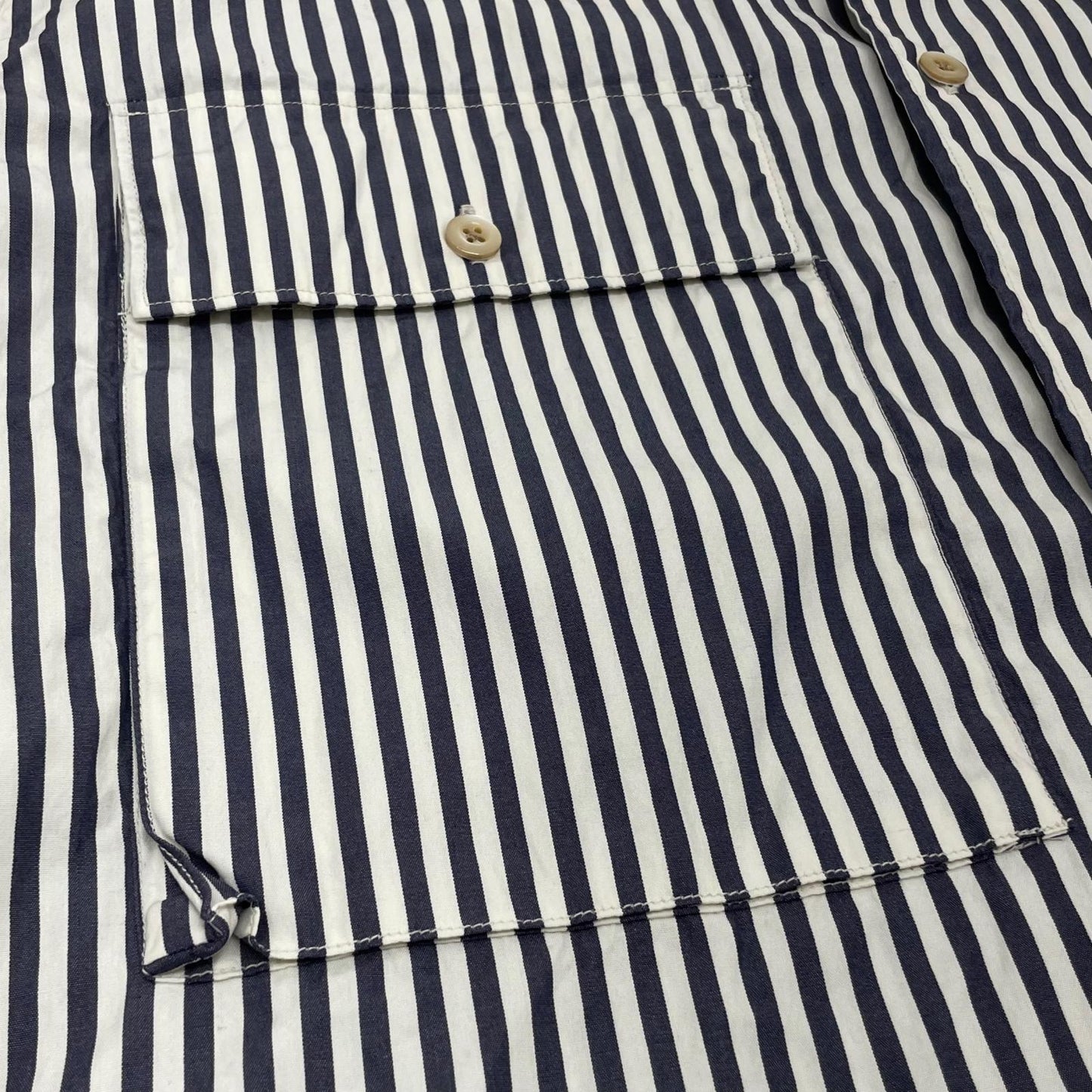 【中古】blurhms | ブラームス Stripe Military Shirt 長袖シャツ BHS26S024STR ネイビー×ホワイト サイズ：3【尾張小牧店】