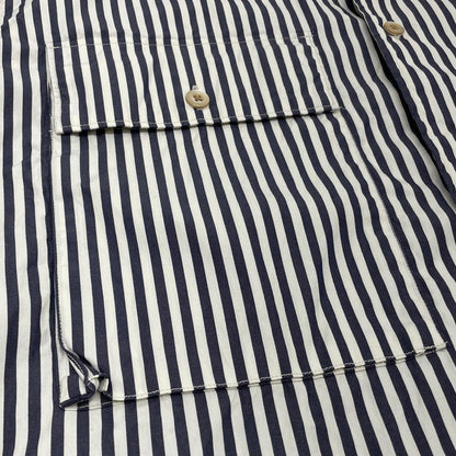 【中古】blurhms | ブラームス Stripe Military Shirt 長袖シャツ BHS26S024STR ネイビー×ホワイト サイズ：3【尾張小牧店】