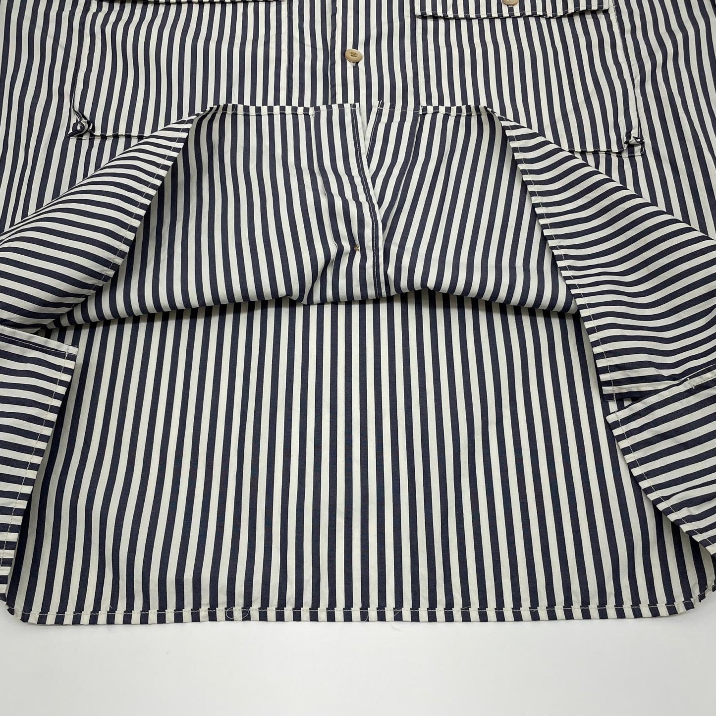 【中古】blurhms | ブラームス Stripe Military Shirt 長袖シャツ BHS26S024STR ネイビー×ホワイト サイズ：3【尾張小牧店】