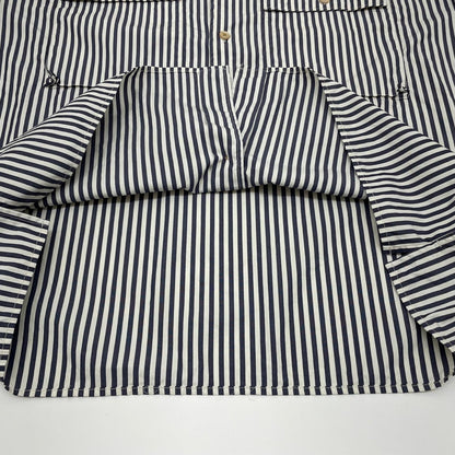 【中古】blurhms | ブラームス Stripe Military Shirt 長袖シャツ BHS26S024STR ネイビー×ホワイト サイズ：3【尾張小牧店】
