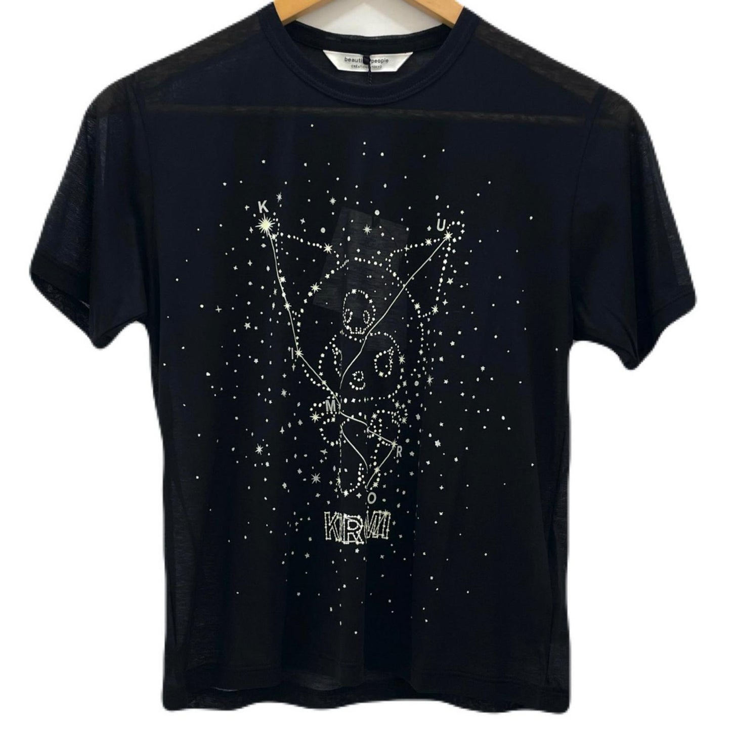 【中古】beautiful people | ビューティフルピープル　26SS MY MELODY&KUROMI 80/1 ELS jersey T シースルー半袖Ｔシャツ 1616310002 ブラック サイズ：36【尾張小牧店】