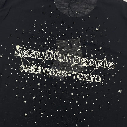 【中古】beautiful people | ビューティフルピープル　26SS MY MELODY&KUROMI 80/1 ELS jersey T シースルー半袖Ｔシャツ 1616310002 ブラック サイズ：36【尾張小牧店】