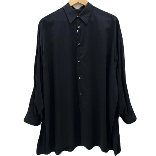 【中古】Graphpaper | グラフペーパー　26SS Silicon Poplin Deep Slit Regular Collar Shirt 長袖シャツ GL261-50183 ブラック【尾張小牧店】