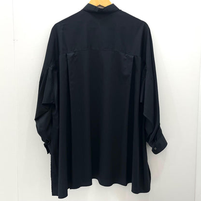 【中古】Graphpaper | グラフペーパー　26SS Silicon Poplin Deep Slit Regular Collar Shirt 長袖シャツ GL261-50183 ブラック【尾張小牧店】