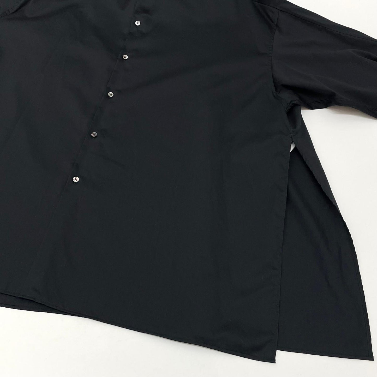 【中古】Graphpaper | グラフペーパー　26SS Silicon Poplin Deep Slit Regular Collar Shirt 長袖シャツ GL261-50183 ブラック【尾張小牧店】