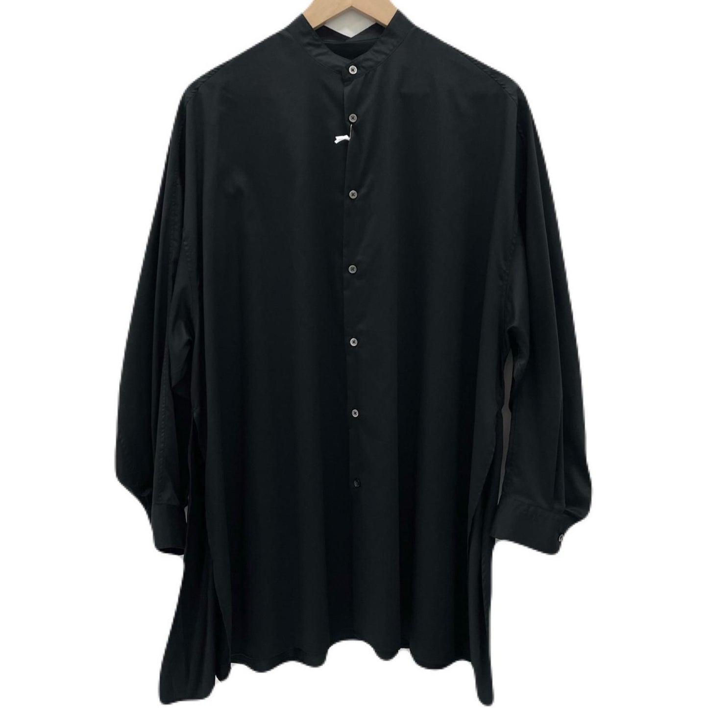 【中古】Graphpaper | グラフペーパー　26SS Silicon Poplin Deep Slit Band Collar Shirt 長袖シャツ GL261-50184 ブラック【尾張小牧店】
