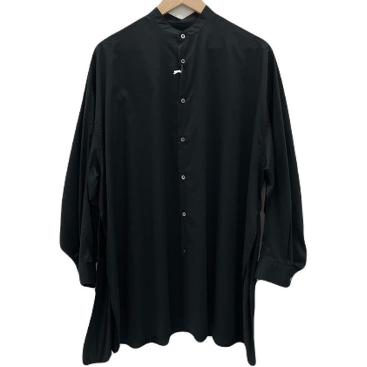 【中古】Graphpaper | グラフペーパー　26SS Silicon Poplin Deep Slit Band Collar Shirt 長袖シャツ GL261-50184 ブラック【尾張小牧店】