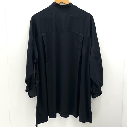 【中古】Graphpaper | グラフペーパー　26SS Silicon Poplin Deep Slit Band Collar Shirt 長袖シャツ GL261-50184 ブラック【尾張小牧店】