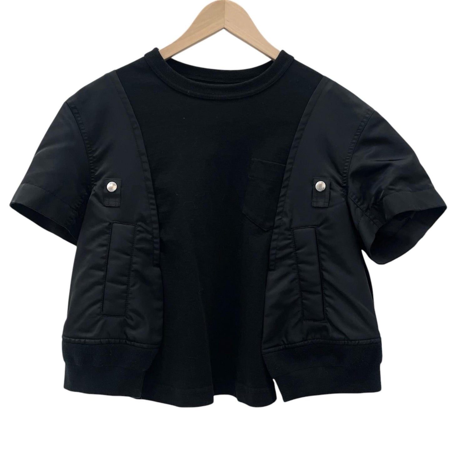 【中古】Sacai | サカイ Nylon Twill x Cotton Jersey T-Shirt 半袖Ｔシャツ 24-07454 ブラック サイズ：3【尾張小牧店】