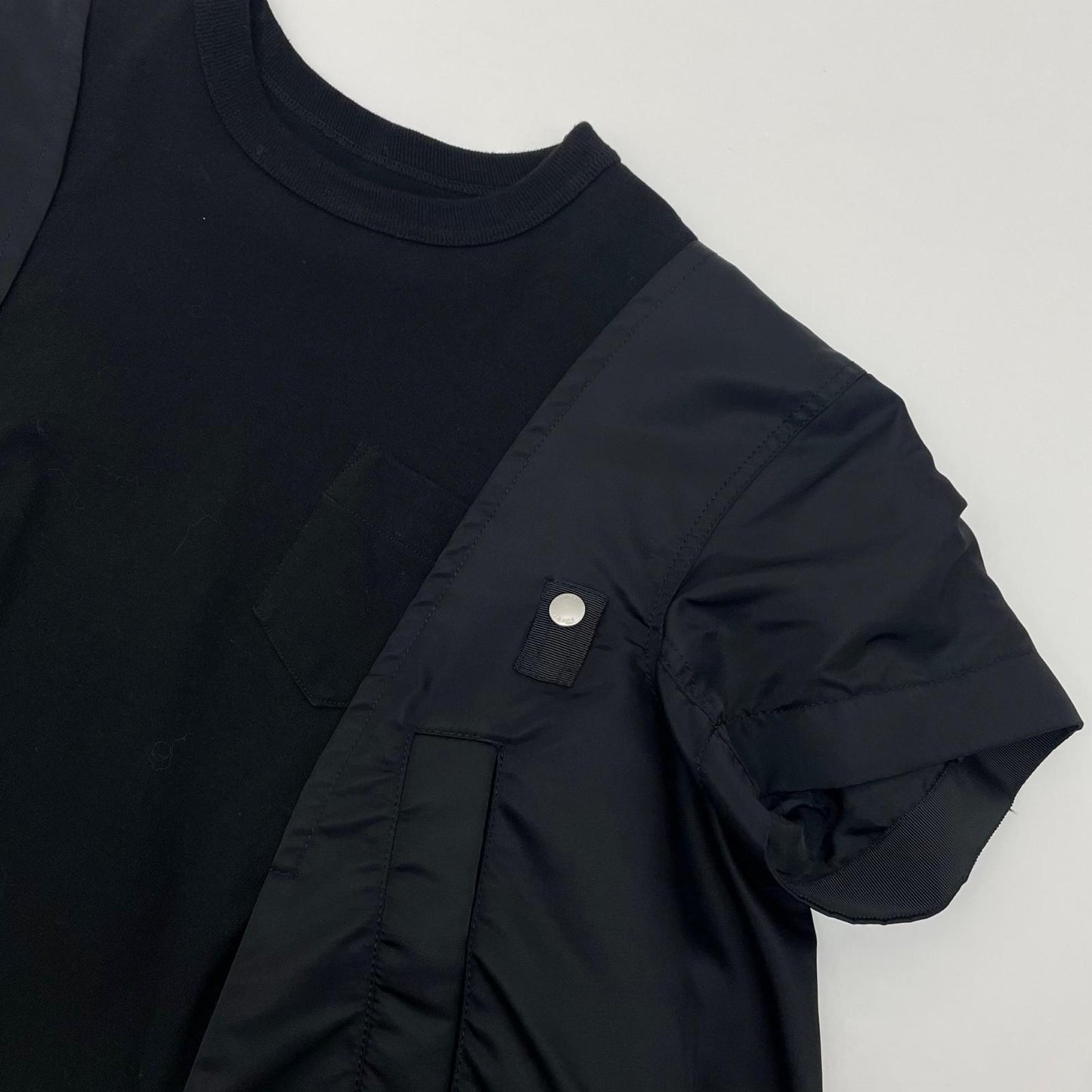 【中古】Sacai | サカイ Nylon Twill x Cotton Jersey T-Shirt 半袖Ｔシャツ 24-07454 ブラック サイズ：3【尾張小牧店】