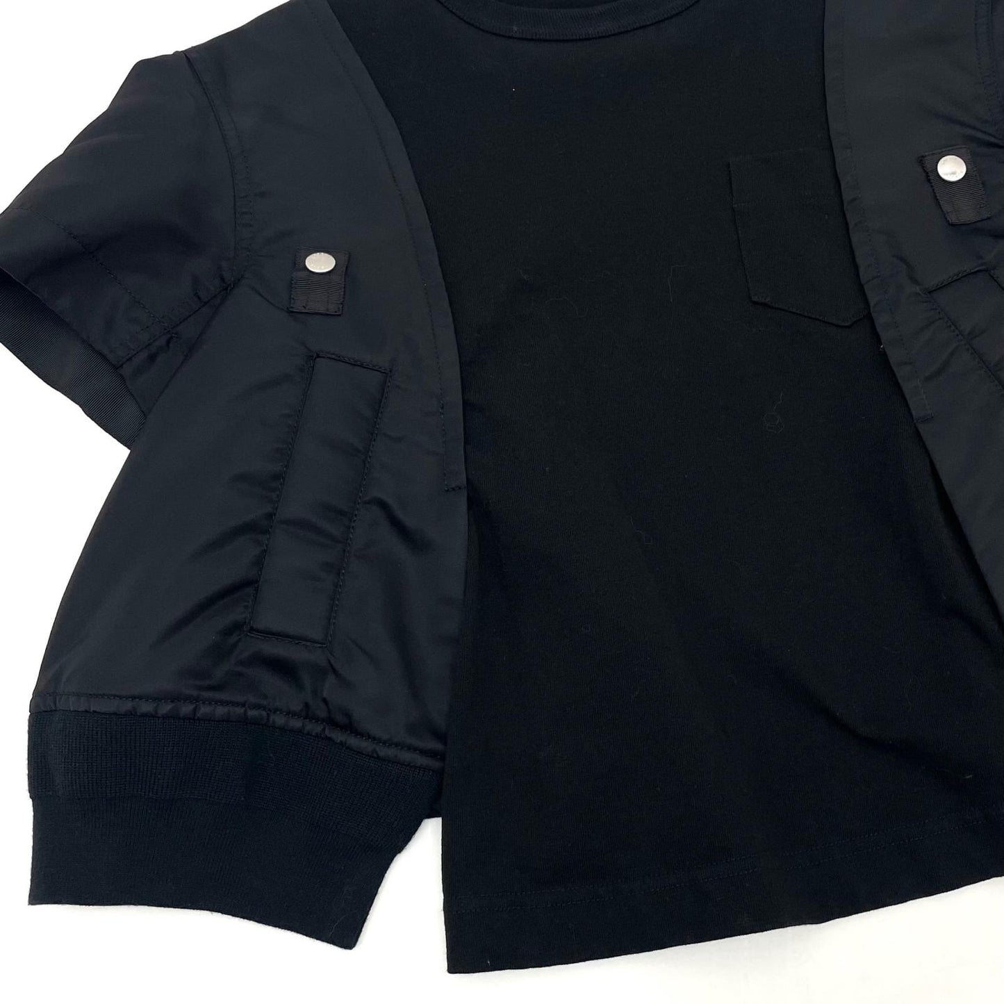 【中古】Sacai | サカイ Nylon Twill x Cotton Jersey T-Shirt 半袖Ｔシャツ 24-07454 ブラック サイズ：3【尾張小牧店】