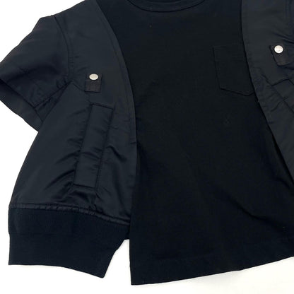 【中古】Sacai | サカイ Nylon Twill x Cotton Jersey T-Shirt 半袖Ｔシャツ 24-07454 ブラック サイズ：3【尾張小牧店】