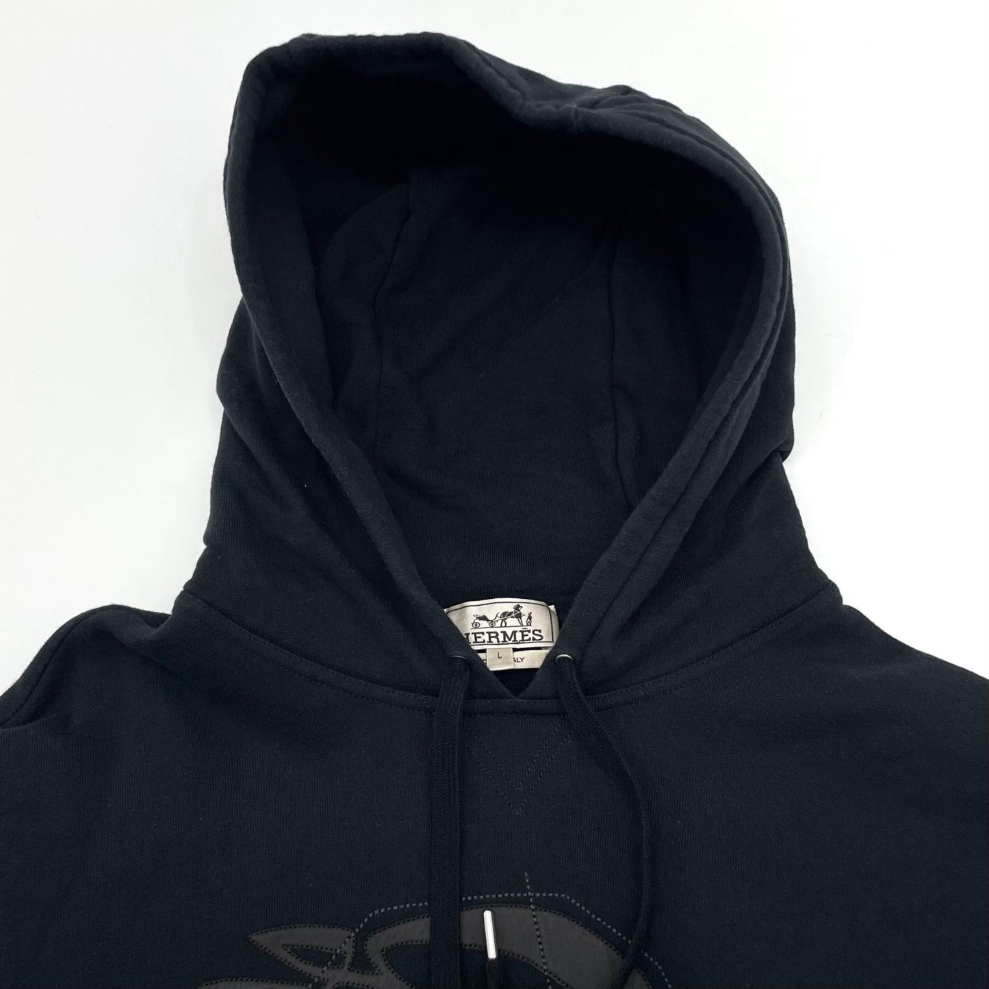 【中古】HERMES | エルメス CHEVAL AU TRAIT 裏起毛　長袖パーカー ブラック サイズ：L【尾張小牧店】