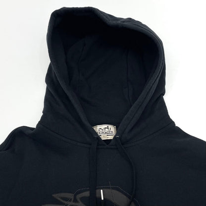 【中古】HERMES | エルメス CHEVAL AU TRAIT 裏起毛　長袖パーカー ブラック サイズ：L【尾張小牧店】