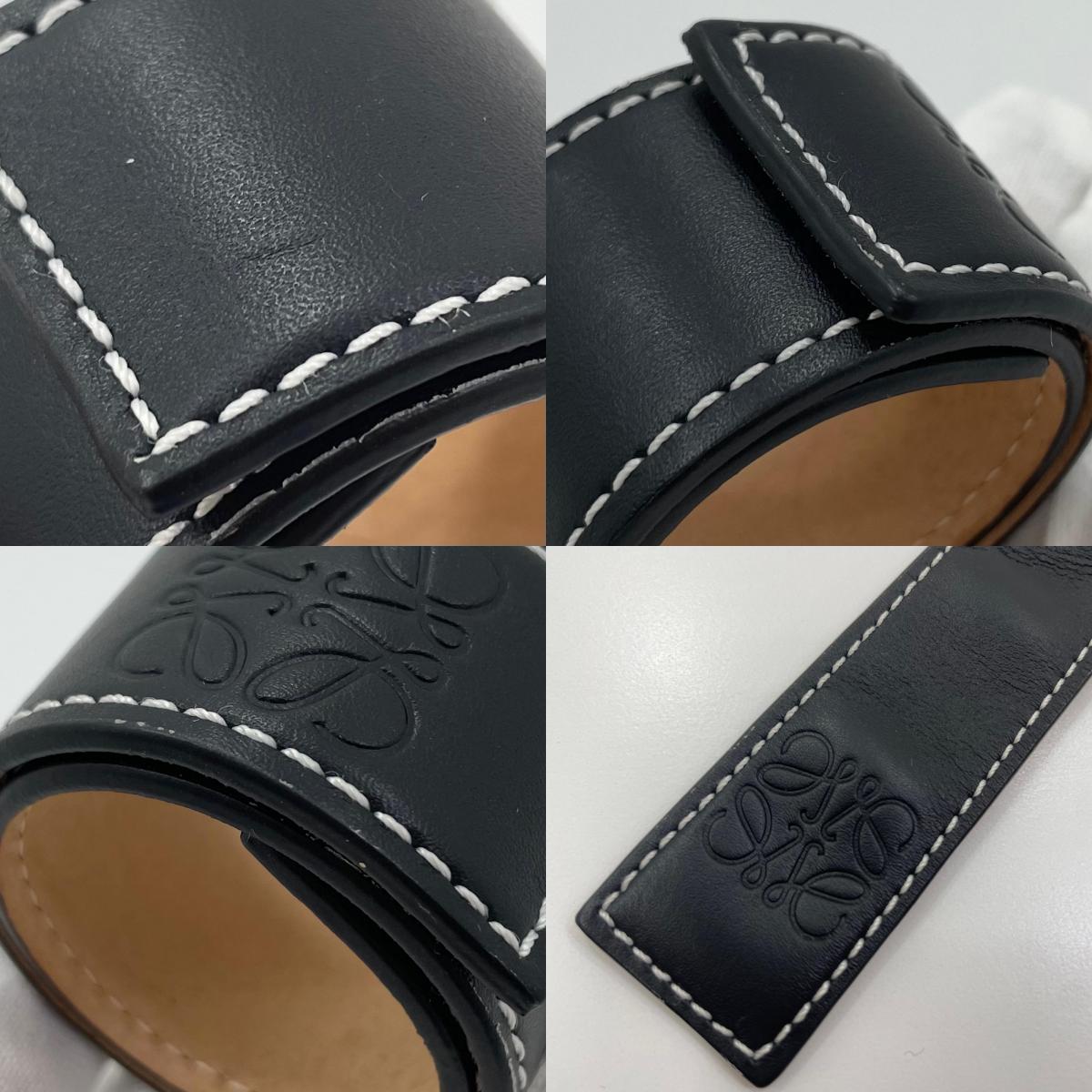 【中古】LOEWE | ロエベ スラップ ブレスレット スモール アナグラム バングル 119.19.336 ブラック【尾張小牧店】