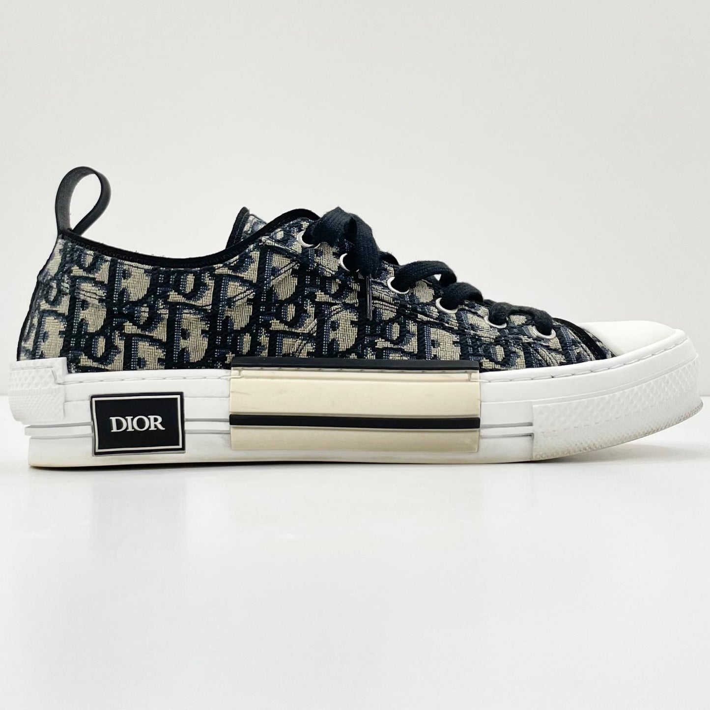 【中古】Christian Dior | クリスチャンディオール B23 リーグ オブリークジャカード ロートップ スニーカー 3SN249ZSA_H961 ブラック×ベージュ サイズ：42 1/2【尾張小牧店】