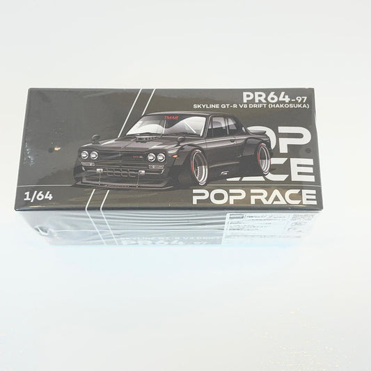 POP RACE 1/64 SKYLINE GT-R V8 DRIFT (HAKOSUKA) DARK CHROME【尾張小牧店】