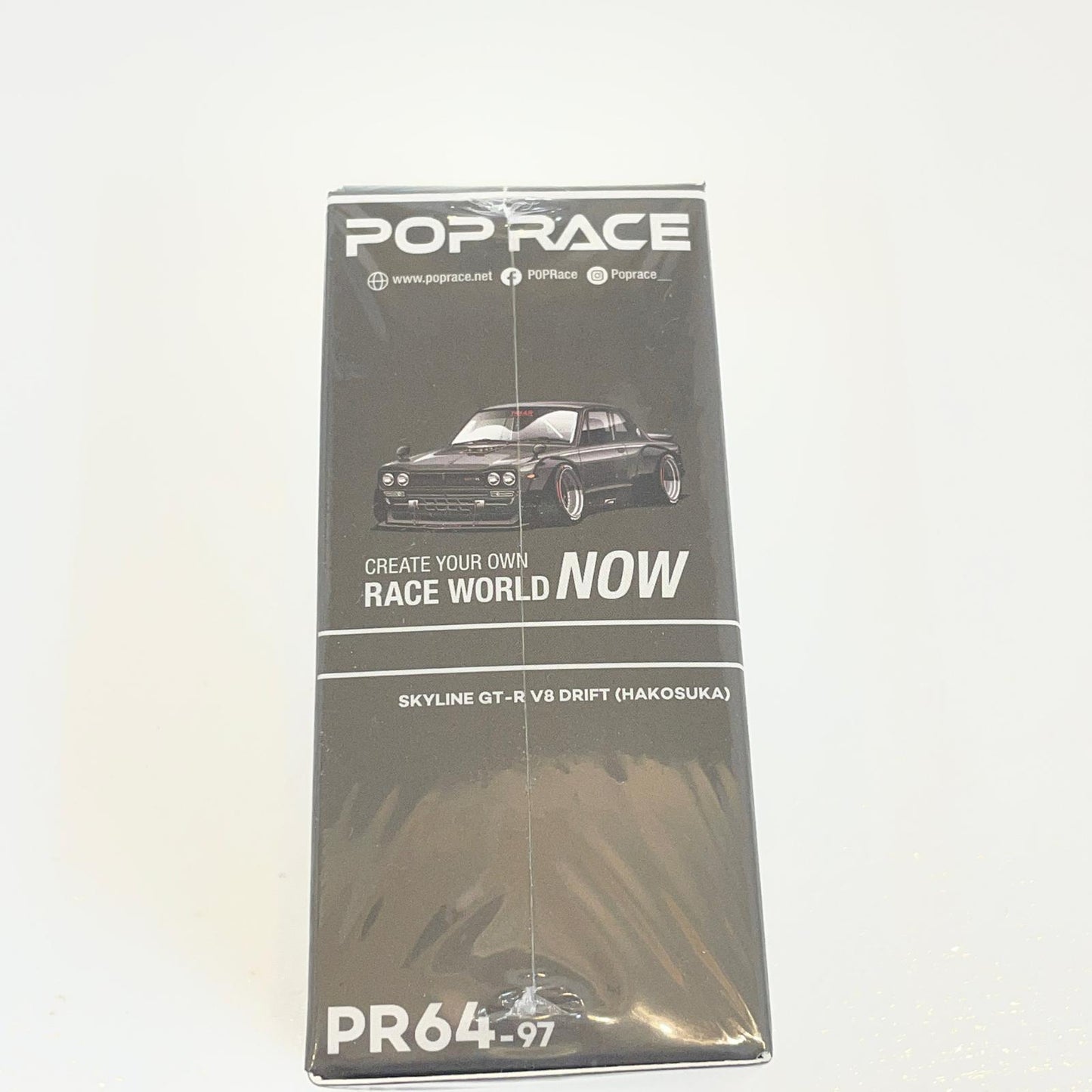 POP RACE 1/64 SKYLINE GT-R V8 DRIFT (HAKOSUKA) DARK CHROME【尾張小牧店】