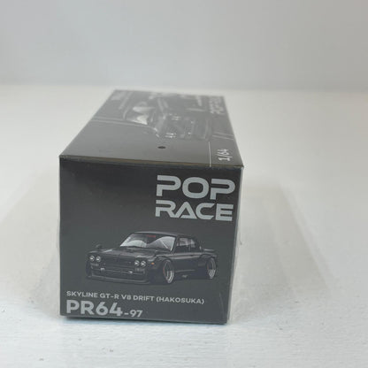 POP RACE 1/64 SKYLINE GT-R V8 DRIFT (HAKOSUKA) DARK CHROME【尾張小牧店】