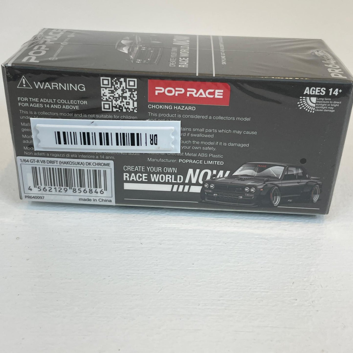 POP RACE 1/64 SKYLINE GT-R V8 DRIFT (HAKOSUKA) DARK CHROME【尾張小牧店】